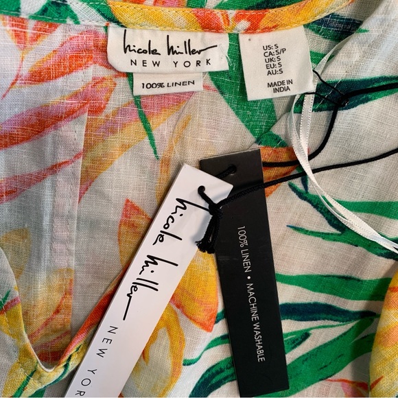 NWT Nicole Miller Tropical Floral 100% Linen Dress Size S - Picture 5 of 10